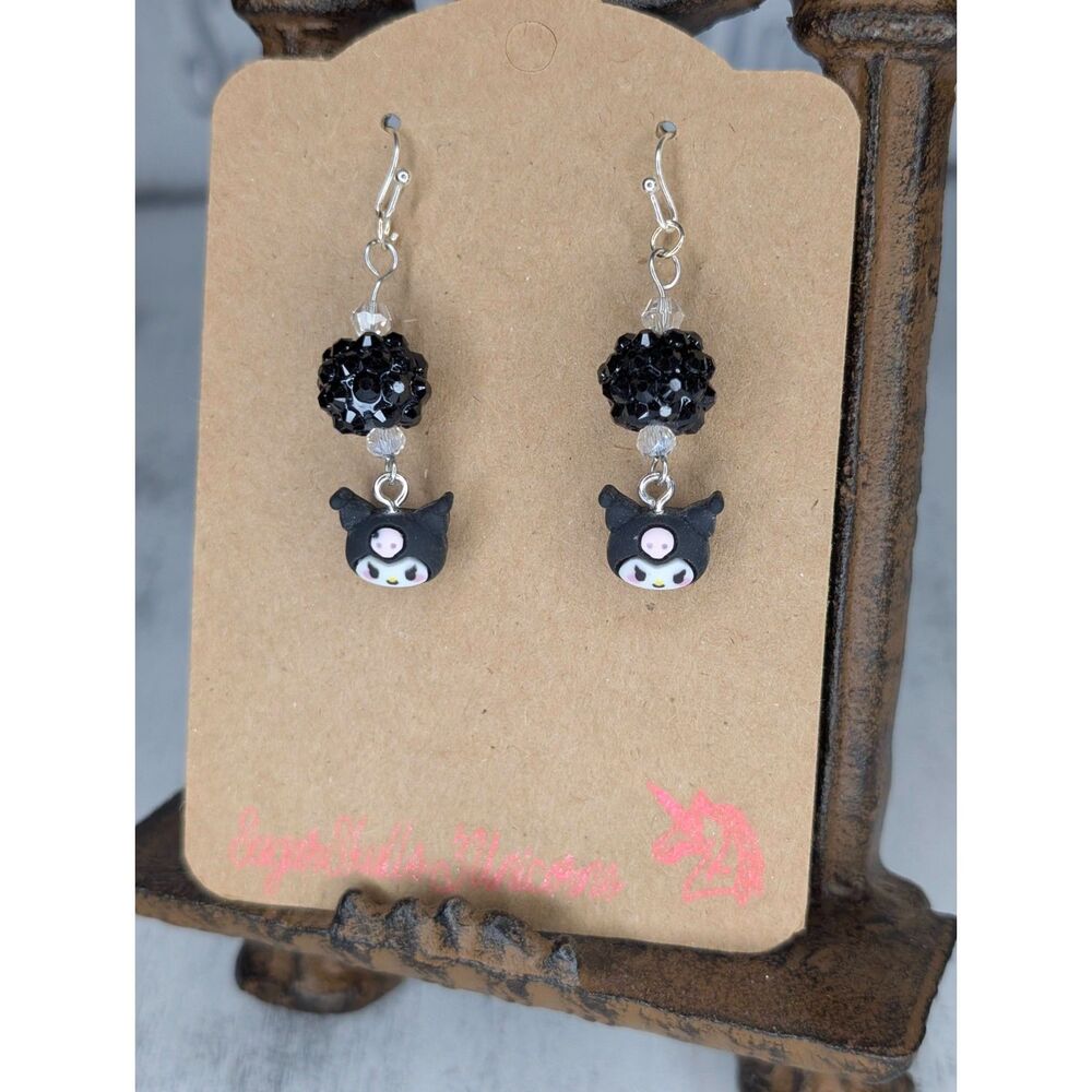 Handmade Kuromi "Dark Sparkle" Dangle Earrings
